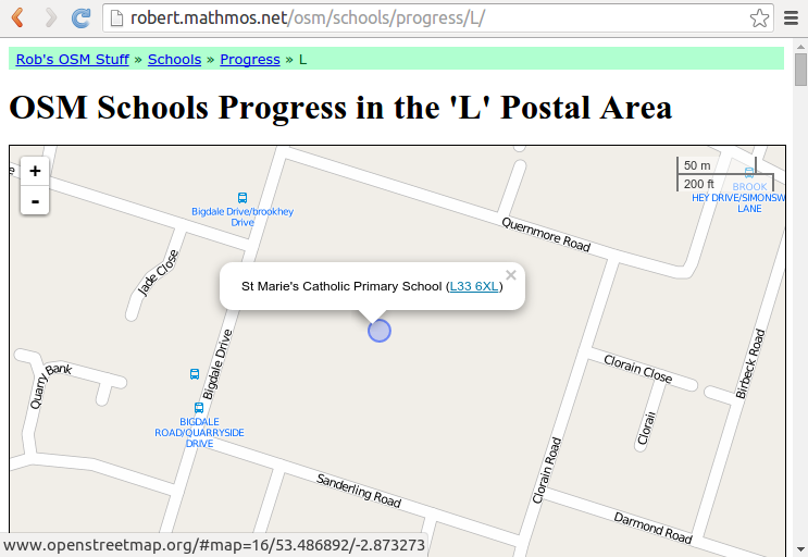 Pick a school to map. The blue circles show missing schools.