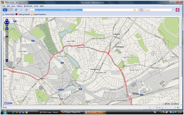 Birmingham Outer Circular Bus Route 11 Mappa Mercia
